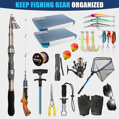 OROOTL Fishing Backpack Tackle Bag with Rod Holder Waterproof Fishing Sling Bag Storage Backpack Ideal Gifts for Men, Large - style: Large