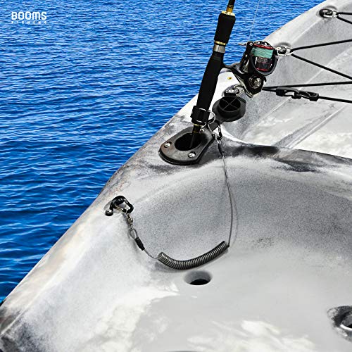 Booms Fishing T02 Fishing Pole Tether, Kayak Paddle Leash, Paddle Board Fishing Accessories, Heavy Duty Fishing Lanyard for Fishing Tools/Rods/Paddles - color: Black with 5.9" RB1 Belt, 2pcs