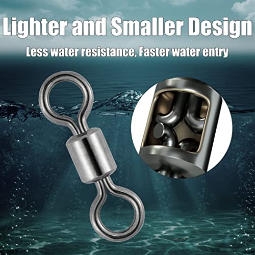 Dr.Fish 50 Pack Fishing Micro Swivels Fly Fishing Rolling Barrel Black Nickel Swivels High Strength Solid Rings Hook line Connector - size: 10mm(31LB)-100pk