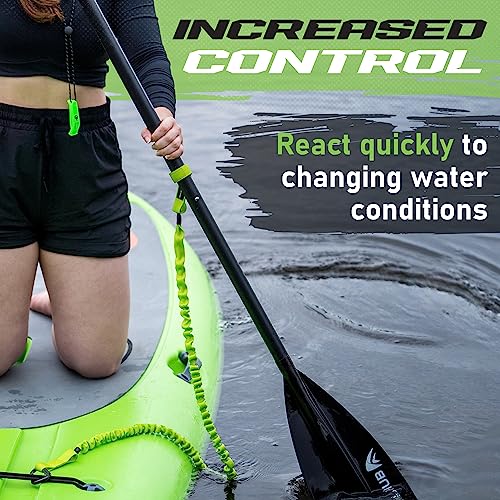 Gradient Fitness 2 Pack Kayak Paddle Leash, 5-8 Feet Stretchable Paddle Strap with Carabiner Secure Leash Lanyard Rope for SUP Kayak Canoe Paddle Fishing Pole Rod - color: Green