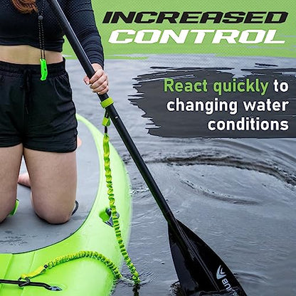 Gradient Fitness 2 Pack Kayak Paddle Leash, 5-8 Feet Stretchable Paddle Strap with Carabiner Secure Leash Lanyard Rope for SUP Kayak Canoe Paddle Fishing Pole Rod - color: Green