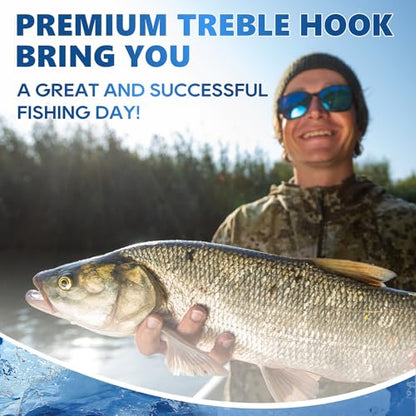 UCEC Fishing Hooks Treble Hooks Kit for Saltwater Freshwater, High Carbon Steel Strong Sharp Round Bend for Catfish Trout Hard Baits Lures, Size #1#2#4#6#8#10#12#14 110/50/210 Pack with Split Rings - style: 150pcs,#1 #2 #4 #6 #8 #10