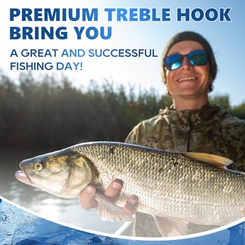 UCEC Fishing Hooks Treble Hooks Kit for Saltwater Freshwater, High Carbon Steel Strong Sharp Round Bend for Catfish Trout Hard Baits Lures, Size #1#2#4#6#8#10#12#14 110/50/210 Pack with Split Rings - style: 150pcs,#1 #2 #4 #6 #8 #10