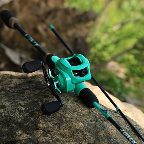 One Bass Fishing Rod and Reel Combo, 2-Piece Spinning & Baitcasting Combo,Medium IM6 Graphite Blank Rods, Stainless Steel Guides
