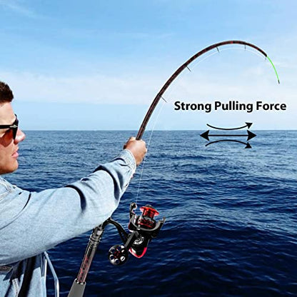 Fishing Rod and Reel Combos, Unique Design with X-Warping Painting, Carbon Fiber Telescopic Fishing Rod with Reel Combo Kit with Tackle Box, Best Gift for Fishing Beginner and Angler - color: Red, size: 3.3 m 10.83 ft (Kit)
