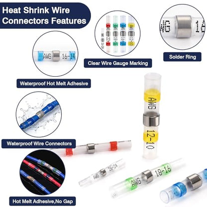 ZQZ 540PCS Solder Seal Wire Connectors Kit, Heat Shrink Solder Stick, Waterproof Soldering Butt Connectors, Electrical Crimpless Solders Wire Terminals Assortment Kit, Marine Butt Splice Connector - size: Solder Seal 540PCS