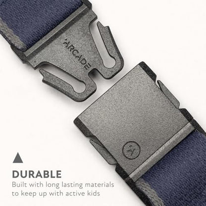 Arcade Belts A2 Youth Unisex Adventure Stretch Belt | Heavy Duty Elastic, Metal Free Buckle - color: Blackwood - Navy/Flame