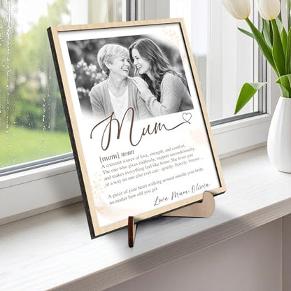 Personalized Mom Definition Wooden Picture Frame, Custom Mum Photo Plaque Gifts for Mother's Day, Love Mum Gift from Son and Daughter, Sentimental Birthday Presents for Mom, Nana, Grandma, Wife - color: 0. Mom-06