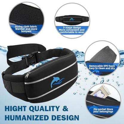 YOTAN Swim Belt for Adults, Flotation Belt with Reflective Strips, Adjustable 3 Section Buoyancy Flotation Swimming Belts, Pool Exercise Equipment for Water Aerobic, Aqua Jogging, Low-Impact Workout - size: Large