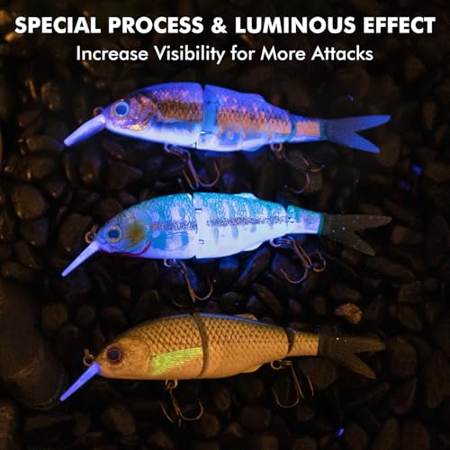 TRUSCEND Swimmax Easy Catch Fishing Lures with BKK Hooks, Wiggling, Vibrating, Rattling and Gurgling for More Bite, Heavy-Duty Dyneema Fiber Jointed Swimbaits for Bass, Trout, Walleye, Crappie, Pike - color: E2-3.5",0.3oz