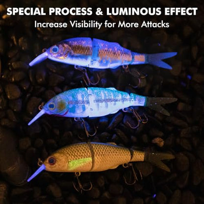 TRUSCEND Swimmax Easy Catch Fishing Lures with BKK Hooks, Wiggling, Vibrating, Rattling and Gurgling for More Bite, Heavy-Duty Dyneema Fiber Jointed Swimbaits for Bass, Trout, Walleye, Crappie, Pike - color: E2-3.5",0.3oz