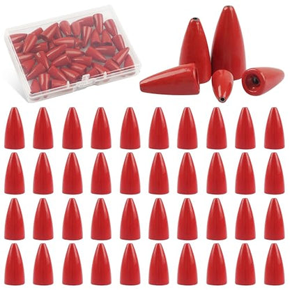 Bullet Fishing Sinkers Weights, 40pcs Slip Sinkers Worm Weights Painted Sliding Fishing Weights for Bass Fishing Pitching and Flipping Texas Rigs Carolina Rig Saltwater Freshwater - size: 3/16oz-40pcs, style: Red