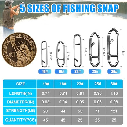 OROOTL Fishing Power Speed Clips Kit, 48/165pcs High Strength Stainless Steel Fishing Snap Lure Clip Quick Change Fishing Snaps Clips Set for Freshwater Saltwater Connector Tackle - style: Clip Kit - 165pcs