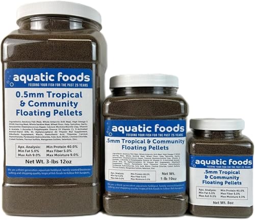 0.5mm - 1/64" Tropical & Community Fish Floating Pellets... 1-lbs 10oz Jar | 0.5mm - 1/64" Tropical & Community Fish Floating Pellets For Tetras, Guppies, Angel Fish, Small Cichlids, Goldfish, Tropicals - size: 1.63 Pound (Pack of 1)