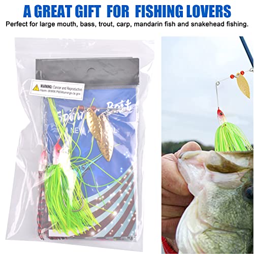 Spinner Baits Fishing Lures Kit, Hard Metal Buzz Bait Jigs Colorado Willow Leaf Spinnerbait Blades Swimbaits Fishing Tackle Spinner Bait for Bass Pike Trout Salmon Fishing - color: 6pcs Spinner Baits