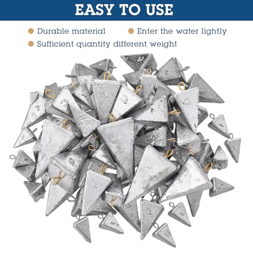 Shimeyao 18 Pieces Pyramid Sinkers Fishing Weights Triangle Fishing Sinkers Rig Pyramid Sinker for Ocean Saltwater Surf Bass Casting Gear Tackle - size: 1, 2, 3, 4, 5, 6, 8oz