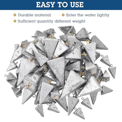 Shimeyao 18 Pieces Pyramid Sinkers Fishing Weights Triangle Fishing Sinkers Rig Pyramid Sinker for Ocean Saltwater Surf Bass Casting Gear Tackle - size: 1, 2, 3, 4, 5, 6, 8oz