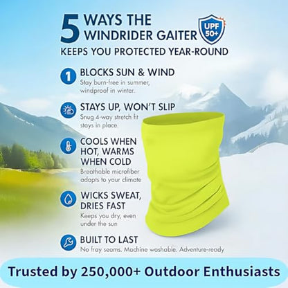 Neck Gaiter for Men & Women - UPF 50+ Sun Protection, Fishing, Cooling - color: Yellow