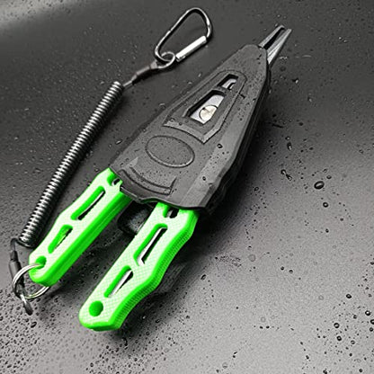 Fishing Pliers,Saltwater Resistant Fishing Gear,Fly Fishing Tools Set,Hook Remover Split Ring,Ice Fishing Gifts for Men - color: A01-Green Tool Sets