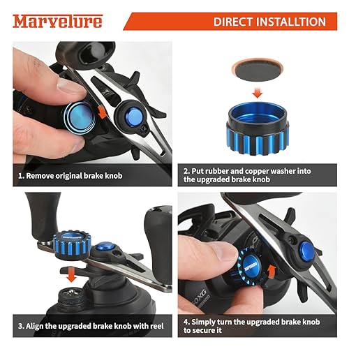 Tension Mechanical Brake Knob, Zero Adjuster Cap, Compatible for Shimano Curado MGL, SLX DC, SLX DC XT Baitcasting Reels - color: Blue Black