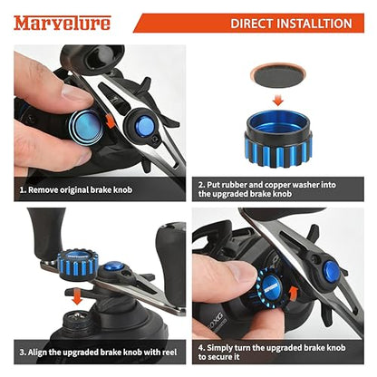 Tension Mechanical Brake Knob, Zero Adjuster Cap, Compatible for Shimano Curado MGL, SLX DC, SLX DC XT Baitcasting Reels - color: Blue Black
