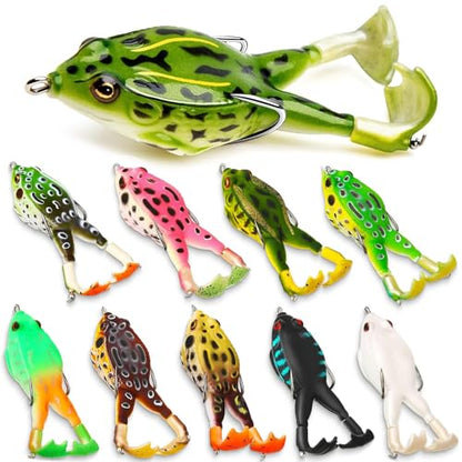 10 Pcs Frog Fishing Lures,Topwater Frog Fishing Lures,Freshwater Soft Simulated Frog Bait,Frog Artificial Soft Bait for Freshwater Saltwater