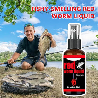 Red Worm Liquid Attractant, Non-Messy Design, 60ml, Fishing Lure Spray, Concentrated Angling Bait, Quick Action, for Catfish Carp Trout Cod Freshwater River Reservoir Outdoor