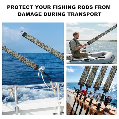 Neoprene Camo Fishing Rod Sleeves,Fishing Pole Sleeves,Fishing Rod Socks | UV Resistance,Puncture Resistant, Protect Casting, Spinning, Trolling Fishing Rods, Storage, tangled-free,75in,68in,60in - color: Digital Camo, size: 75"
