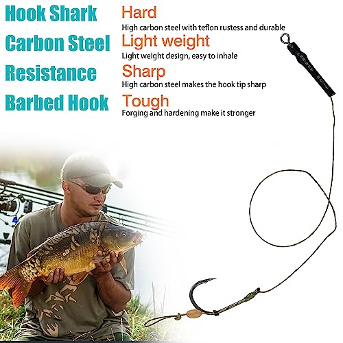 Carp Fishing Hair Rig Kits,26pcs/30pcs Sets Curved Barbed Carp Hook Swivel Boilies Bait Stops and Stringers Needle Fishing Bait Rigs Braided Thread Line Carps Fishing Accessories - color: Size 2# Kit(3 Packs) - 26pcs