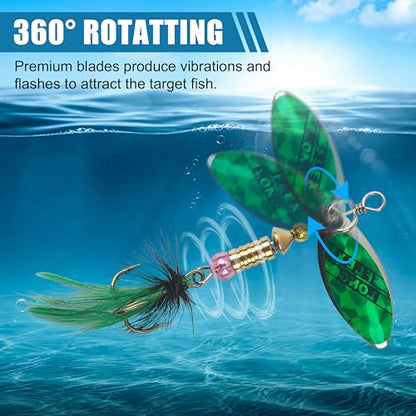 Fishing Lures Spinnerbait Kit Rooster Bait Tail Fishing Lures Inline Spinner Baits Bass Salmon Trout Spoon Hard Metal Spinnerbaits for Saltwater Freshwater - style: 5pcs-(2.2"-2.36")-(0.13oz)
