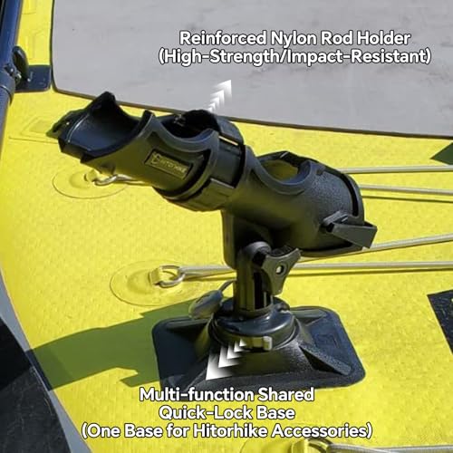 HITORHIKE Fishing Rod Holder Universal Fit Kit Allows for 360-degree Adjustment Kayak Fishing Boat Powerlock Rod Holder - style: Fishing Rod Holder X2+rib Mount X2