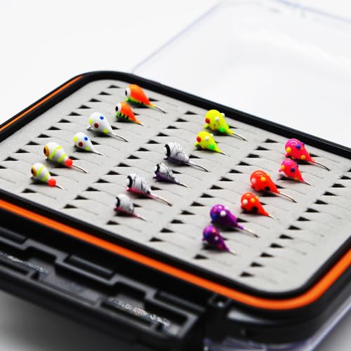 Alichino Ice Fishing Jig Set Ice Fishing Lures Micro Jig Head Hook Set for Panfish, Crappie, Walleye, Perch, Trout, Bluegill - color: 18pcs Tungsten Ice Jigs Set