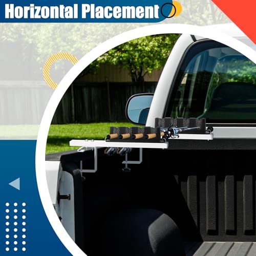 Seenelling 2 Pcs Fishing Rod Holders for Truck Bed 4-rod Capacity Secure Clamp-on Design Fishing Pole Rack for Car Truck Bed