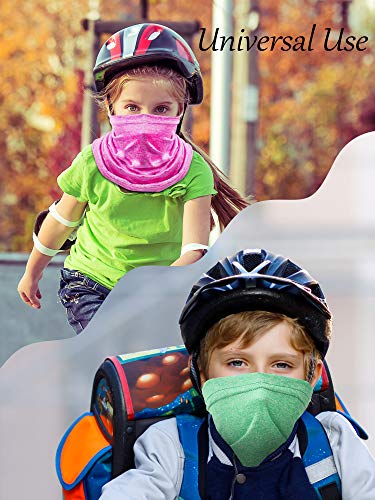 SATINIOR 4 Pieces Kids Summer Neck Gaiter Unisex Cooling Face Cover Scarf Breathable Sun Bandana Fishing Cycling Mask - color: Magenta, Pink, Green, Cyan