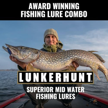 LUNKERHUNT Deep Diving Crankbaits – 4-Pack | Premium Hard Bait Fishing Lures for Bass, Walleye & Saltwater | Ideal for Deep Water Action - color: 4-Pack Mid Water