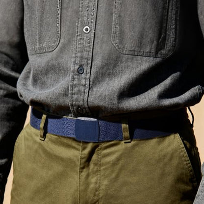 Mile High Life | Nylon Web Belt | Outdoor Military Belt | TSA Safe Buckle Plastic/Metal - color: 530black-navy-olive 3pc