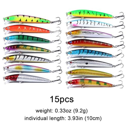 Fishing Lures Kit Minnow Popper Crank Baits Freshwater Bass Fishing Baits Set - color: DYP60PCSA