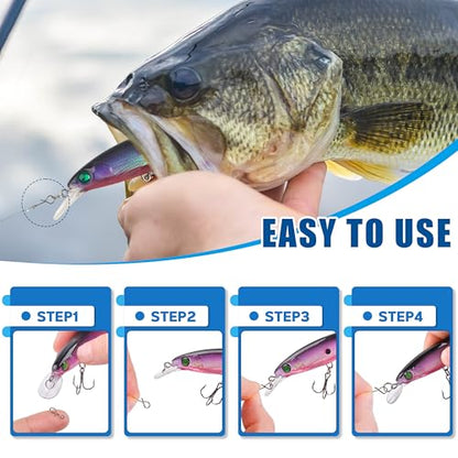 Quick Fly Fishing Snaps, 150pcs No Knot Stainless Steel Snaps Fast Change Connect Clips Lure Connector Tackle for Flies Hooks Jigs Lures - size: S#-150pcs
