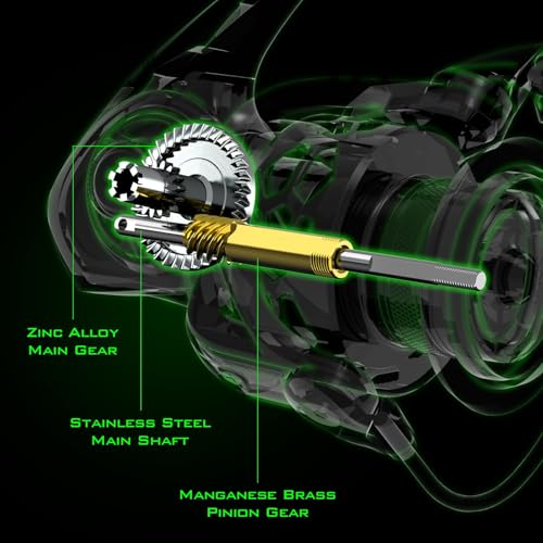 KastKing Zephyr Spinning Reels – 7+1/6+1 BB – Carbon Fiber Drag – Stainless Steel Shaft – Aluminum & CNC Spool – Black/Green/Orange – Sizes 500/1000 SFS – ICE Fishing Ready Reels! - color: Standard-Green, size: 1000