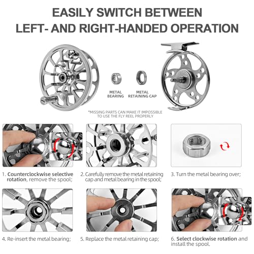 Fly Fishing Reel 2+1BB CNC-machined Aluminum Alloy Lightweight Fly Reel - size: 7/8wt
