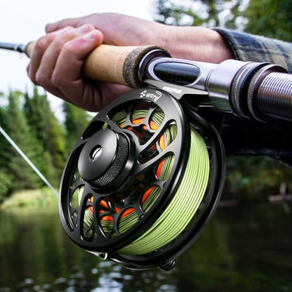 Piscifun Sword Fly Fishing Reel, CNC-Machined Aluminum Alloy Fly Reel - size: 5/6wt, style: Black-with Line
