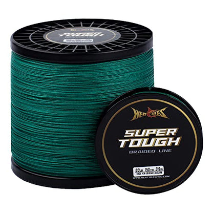 HERCULES Super Tough Braided Fishing Line 4 Strands / 8 Strands, 4lb - 160lb Braid Lines, 150/300/500/1000 Yards for Saltwater - color: Moss Green, size: 50LB (150 Yards) - 8 Strands