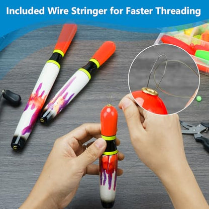 QualyQualy Catfish Fishing Bobbers, Weighted Catfish Pole Floats/LED Fsihing Bobber, 3PCS High Visibility Wood Pole Fishing Float - color: C-White Bowling Pin, size: 8"-3Pcs
