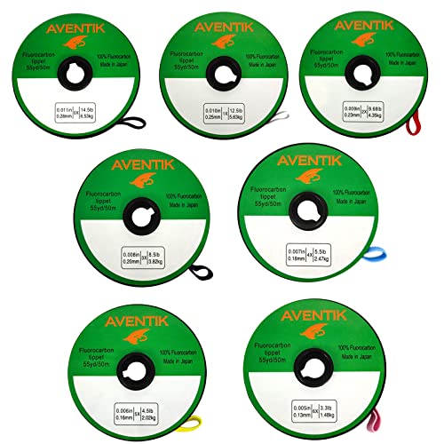 Aventik Fly Fishing Tippet Leader Fluorocarbon Line Fly Line Tippet Holder Fast Sinking Invisible - size: 3X,4X,5X,Tippet Holder