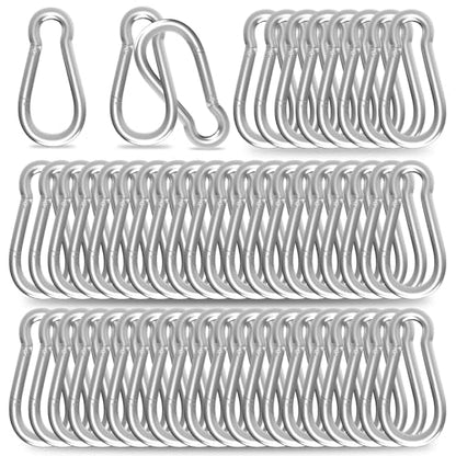 Carabiner, Heavy Duty Galvanized Steel Spring Snap Hook Carabiner Clips with 220LBS Holding Capacity, Ideal for Outdoor, Hammock, Swing and Travel (M5 2Inch, 50PCS) - size: 50PCS-M5, style: Silver