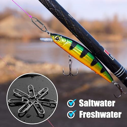 OROOTL Fishing Power Speed Clips Kit, 48/165pcs High Strength Stainless Steel Fishing Snap Lure Clip Quick Change Fishing Snaps Clips Set for Freshwater Saltwater Connector Tackle - style: Clip Kit - 48pcs