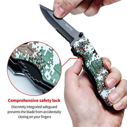 SIUPRO Multitool Pocket Knife Set for Men, Multipurpose 9-in-1 screwdriver kit, Multi Tool Pliers for Camping, Survival with Nylon Sheath, Gifts Idea, Camo - style: Camo