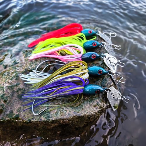 5Pcs Buzz Bait Bladed Jigs Lures Fishing Jigs with Worm Hooks for Bass Trout Walleye 4.13in/0.65oz