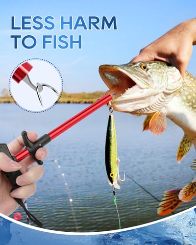 UCEC Fish Hook Remover Tool, Dehooker Tool Fishing, Squeeze-Out Hook Remover Tool Fishing, Fast Decoupling Securely, Pro Fishing Hook Remover Extractor, Aluminum Easy Reach and Portable, 2Pcs - size: Large & Small