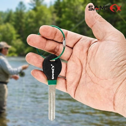 SAMSFX Fishing Hook Sharpener Hook File for Fishing Diamond File with Handle Portable Double Sided Fine and Medium Grits for Men - color: Black & Green